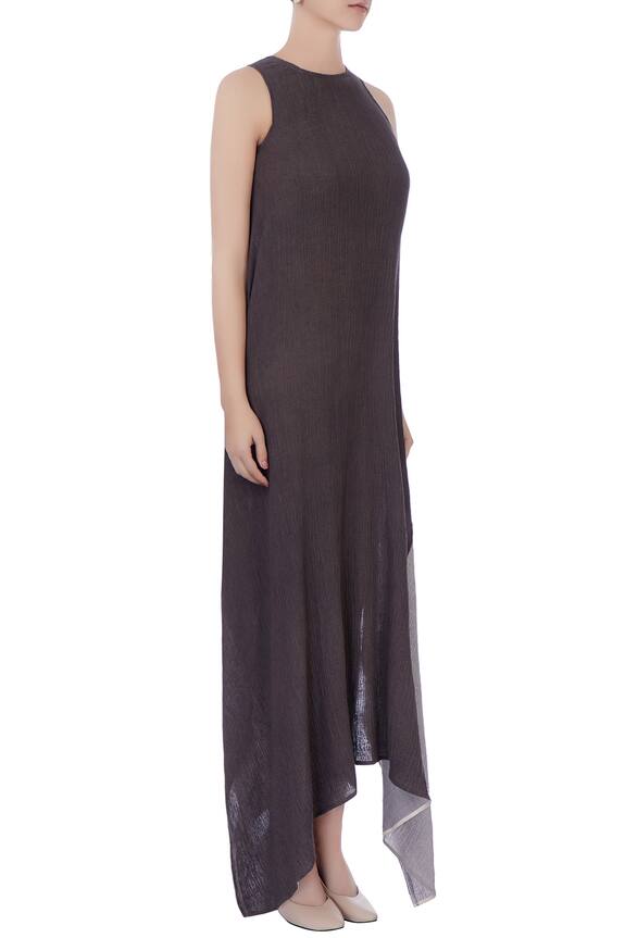 Urvashi Kaur Black Crinkle Cotton Asymmetric Dress 3