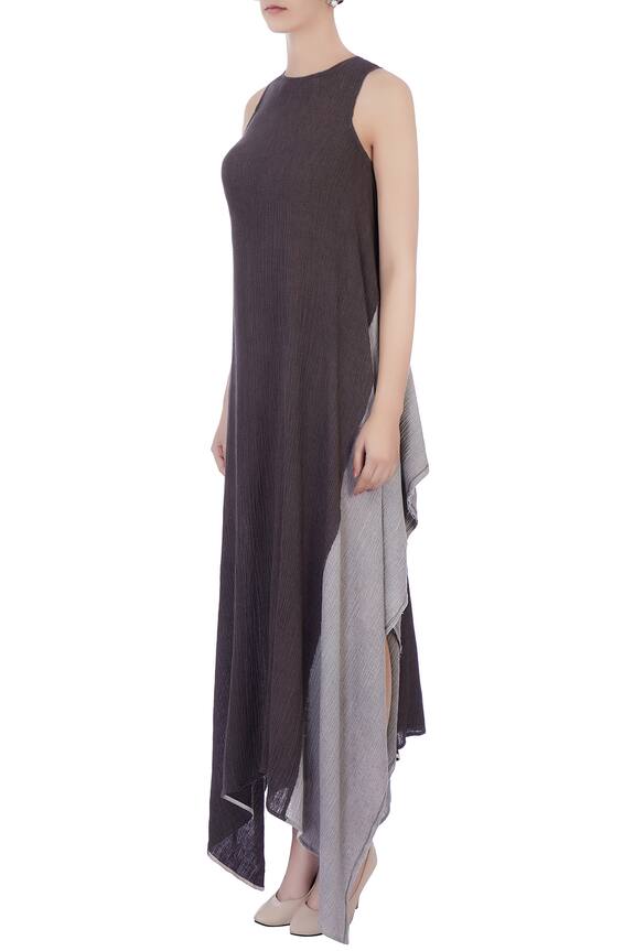 Urvashi Kaur Black Crinkle Cotton Asymmetric Dress 4