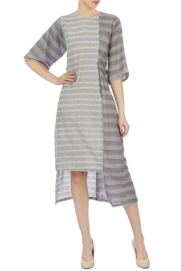Urvashi Kaur Grey Organic Handwoven Cotton Dress 1