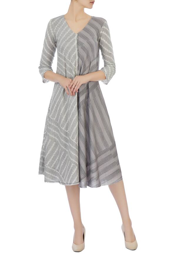 Urvashi Kaur Grey Organic Handwoven Cotton Dress 1