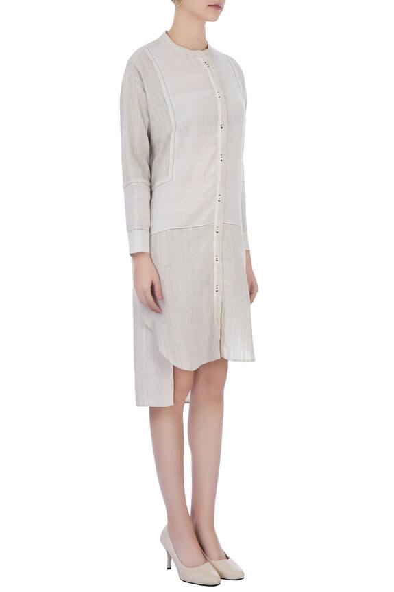 Urvashi Kaur Grey Organic Handwoven Cotton Dress 3
