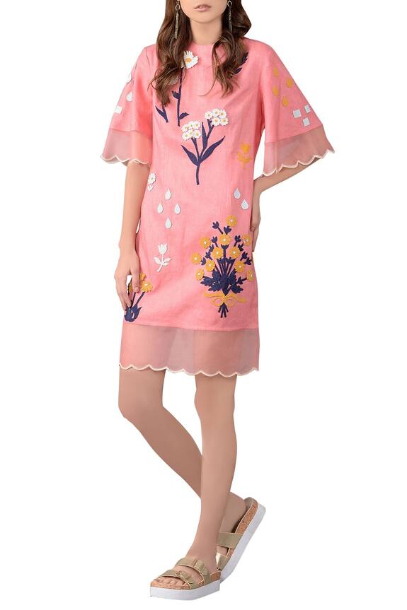 Sahil Kochhar Pink Linen Short Dress 1