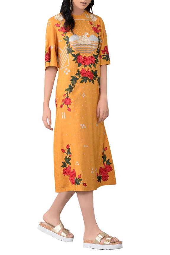 Sahil Kochhar Yellow Linen Midi Dress 1