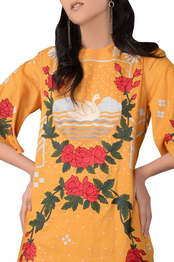 Sahil Kochhar Yellow Linen Midi Dress 3