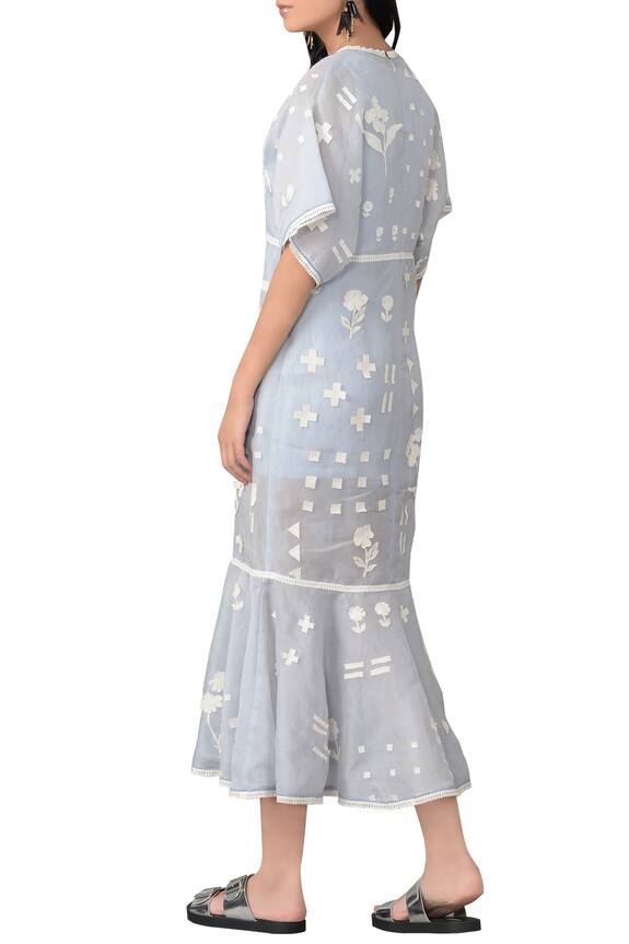 Sahil Kochhar Blue Applique Patch Work Midi Dress 2