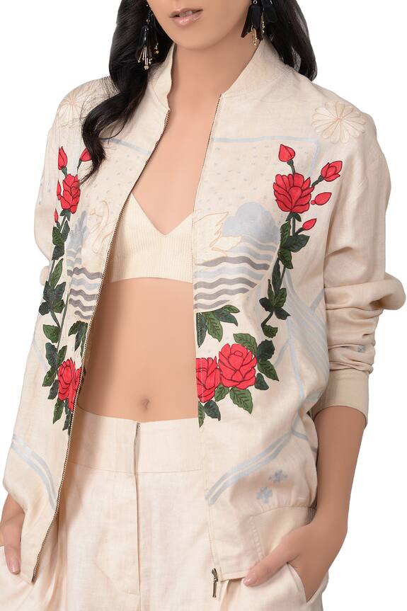 Sahil Kochhar Beige Embroidered Top And Pant Set 3