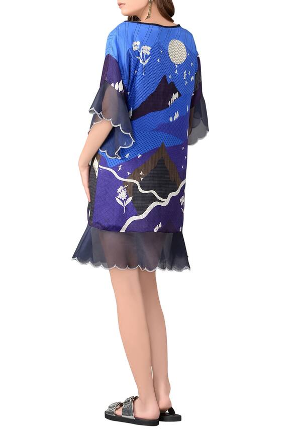 Sahil Kochhar Blue Silk Midi Dress 2
