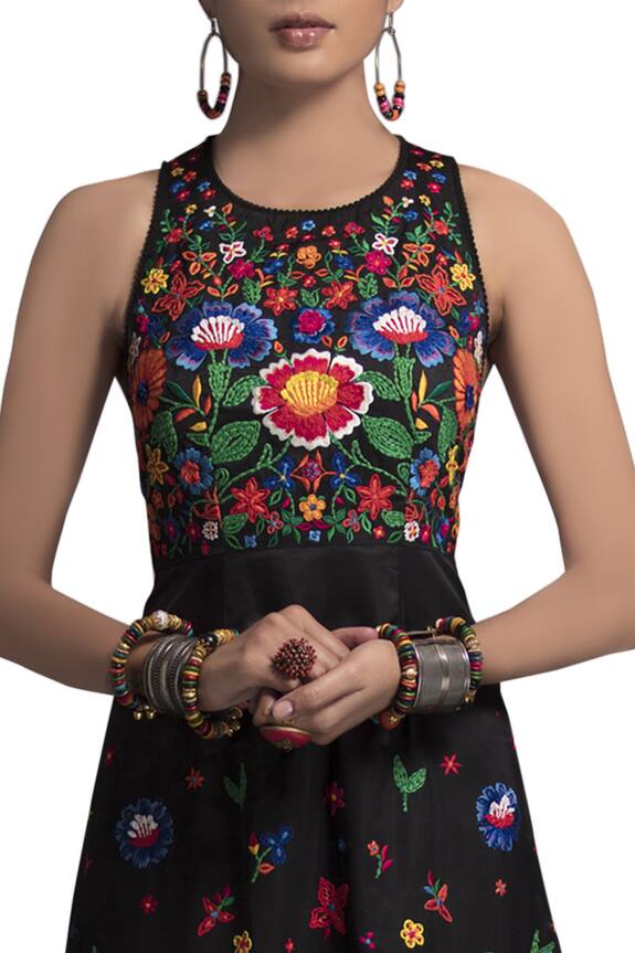 Payal Jain Black Tafetta Embroidered Gown 3