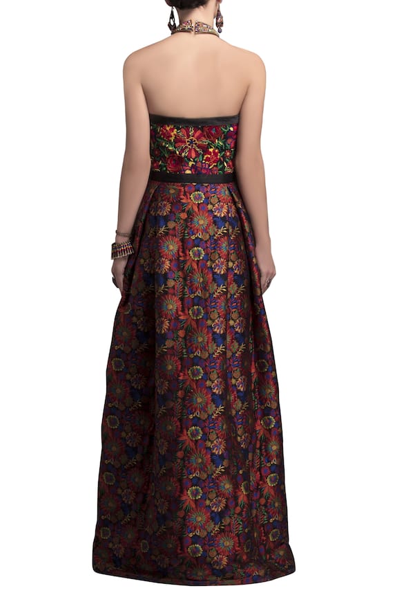 Payal Jain Multi Color Brocade Embroidered Maxi Dress 2