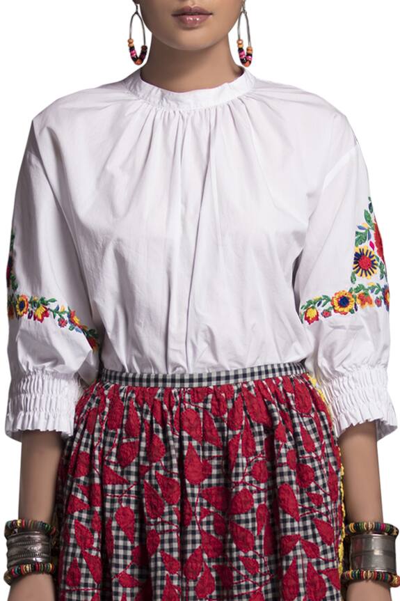 Payal Jain White Cotton Applique Skirt Set 3