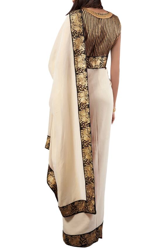 Latha Puttanna Off White Embroidered Tissue Saree With Blouse 2