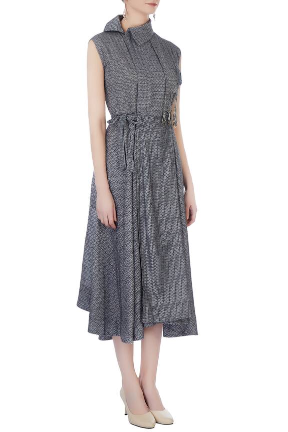 Surendri Grey Wrap Midi Dress 3