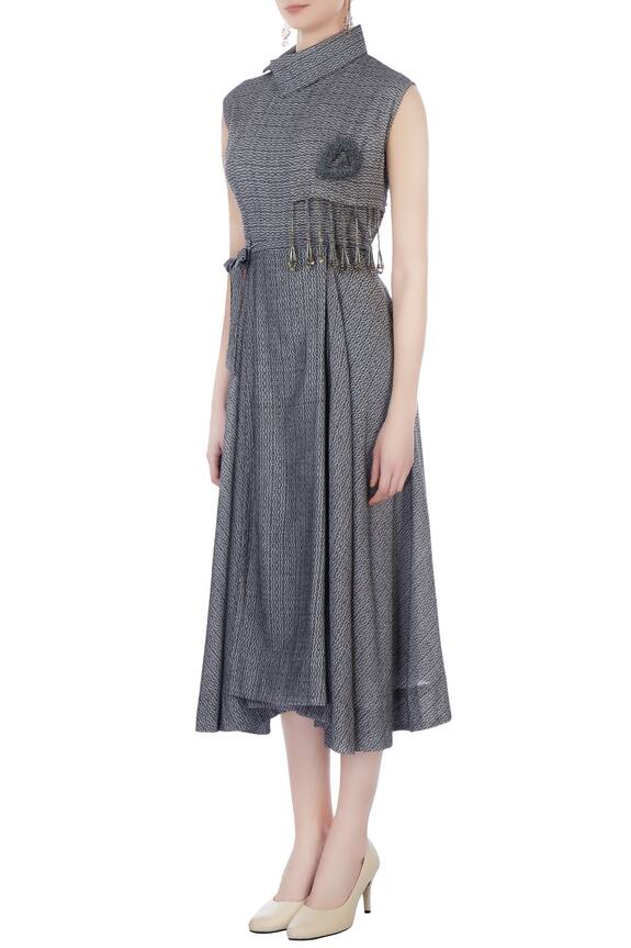 Surendri Grey Wrap Midi Dress 4