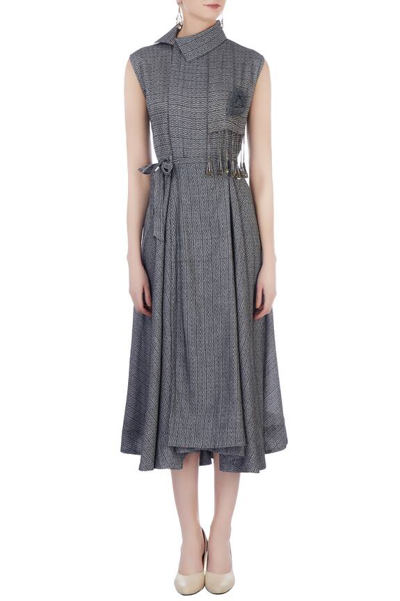 Surendri Grey Wrap Midi Dress 5