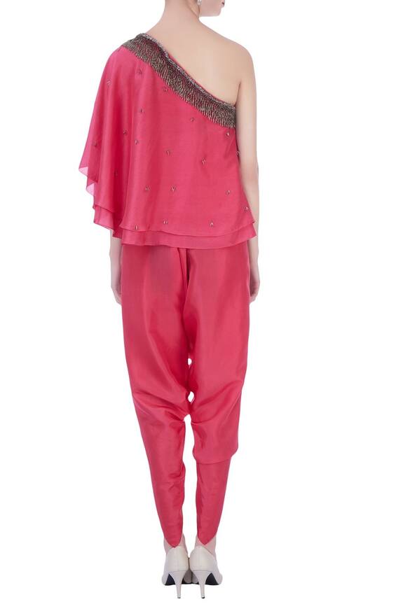 Maison Blu Pink One Shoulder Top And Dhoti Pant Set 2