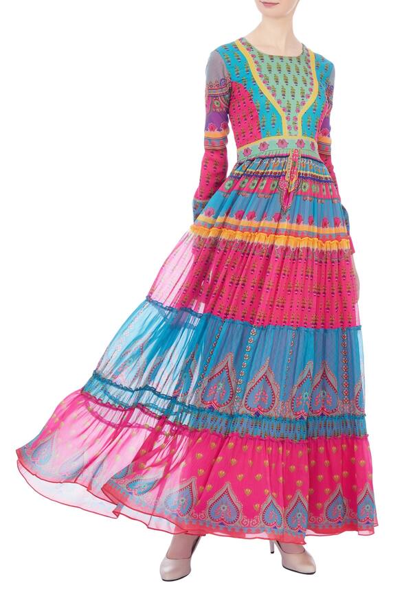 Siddhartha Bansal Multi Color Tiered Maxi Dress 3