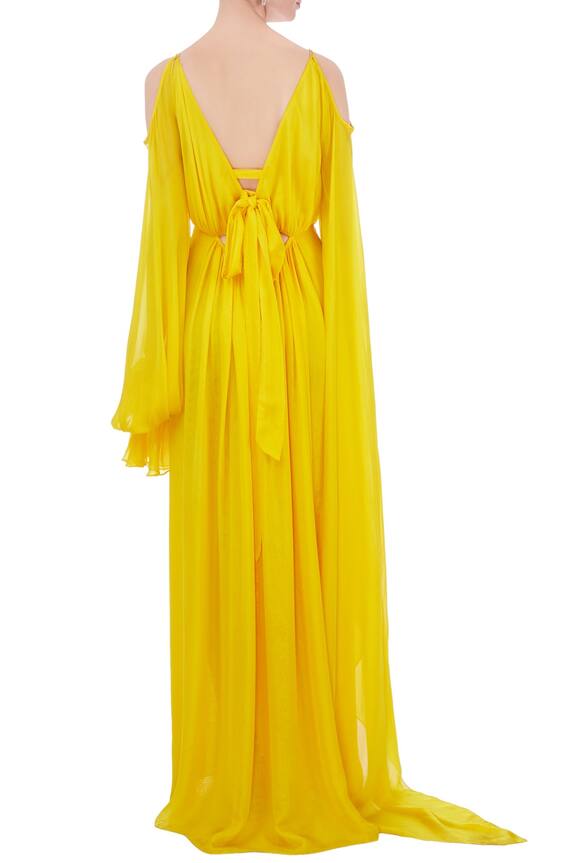 Deme by Gabriella Yellow Cold Shoulder Dress 2