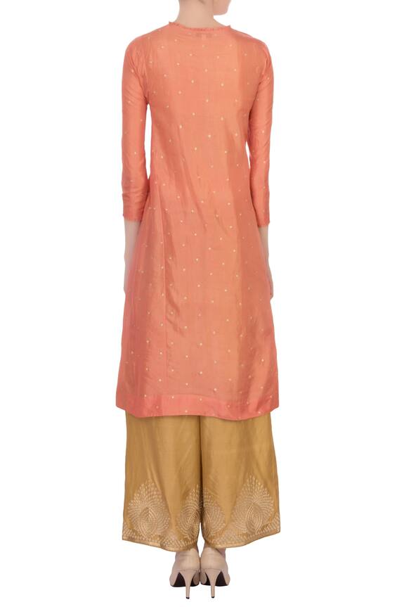 Lajjoo C Peach And Gold Embroidered Kurta With Pants 2