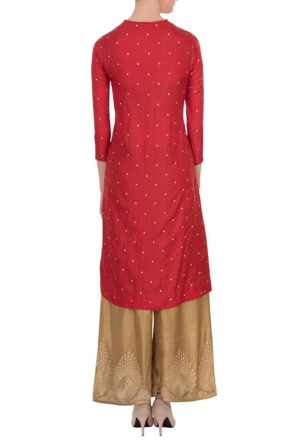 Lajjoo C Red And Gold Embroidered Kurta With Pants 2