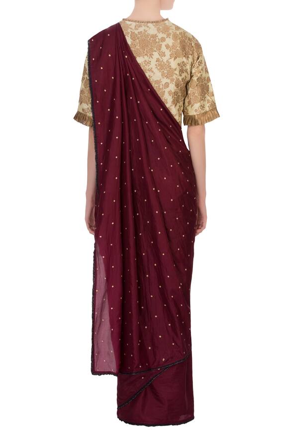 Lajjoo C Beige Silk Saree With Brocade Embroidered Blouse 2