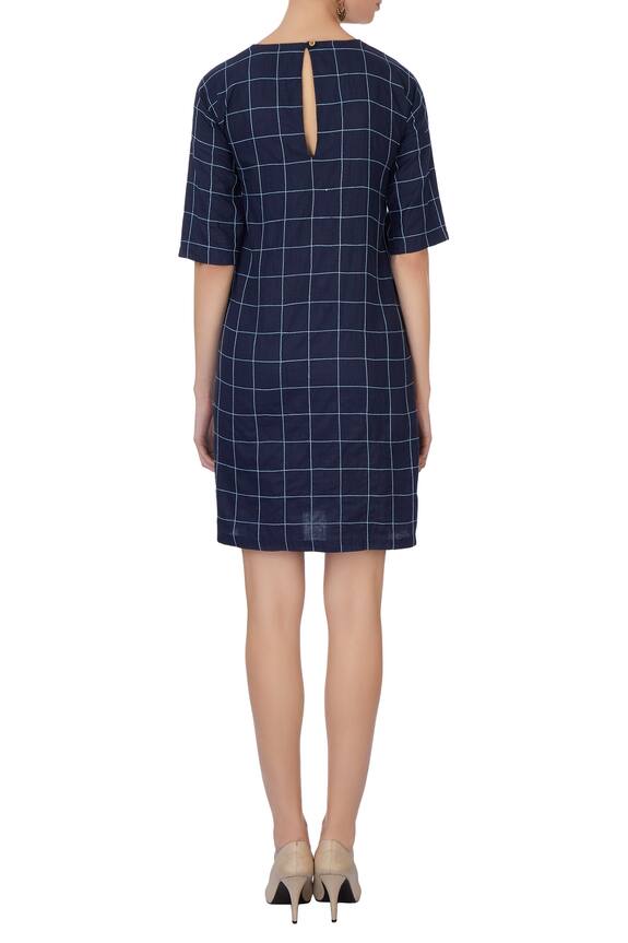 Chambray & Co. Blue Linen Chequered Dress 2