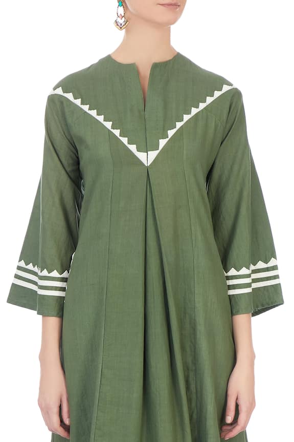 Chambray & Co. Green Linen Panelled Dress 6