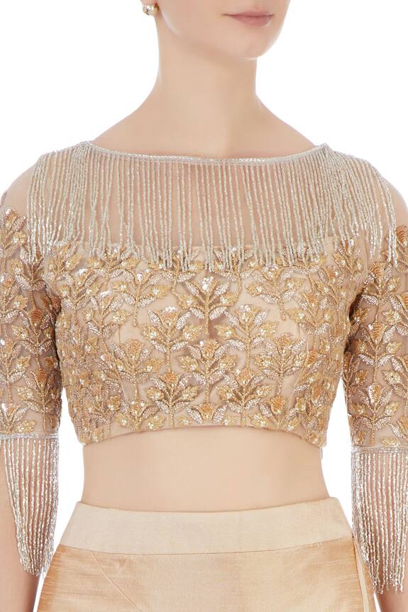 Shruti Ranka Gold Raw Silk Layered Lehenga With Embroidered Blouse 6