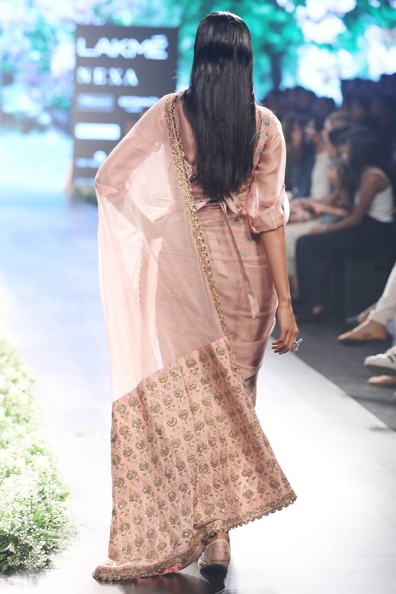 SVA by Sonam & Paras Modi Pink Net Embroidered Saree Set 2