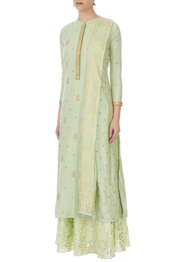 Manasi Sengupta Green Embroidered Kurta Skirt Set 4