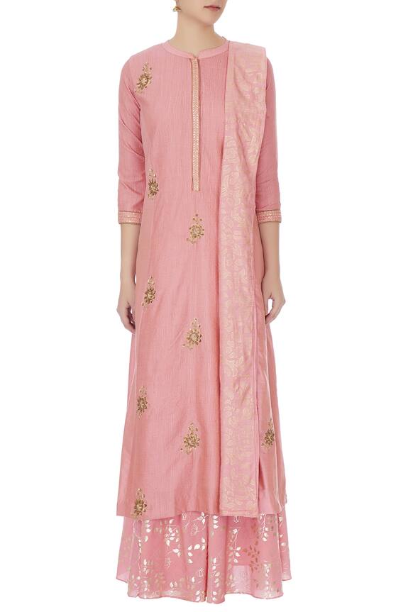 Manasi Sengupta Pink Cotton Silk Embroidered Kurta Set 5