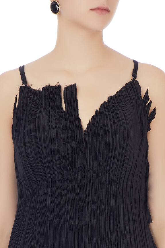 Bloni Black Linen Silk Dress 6