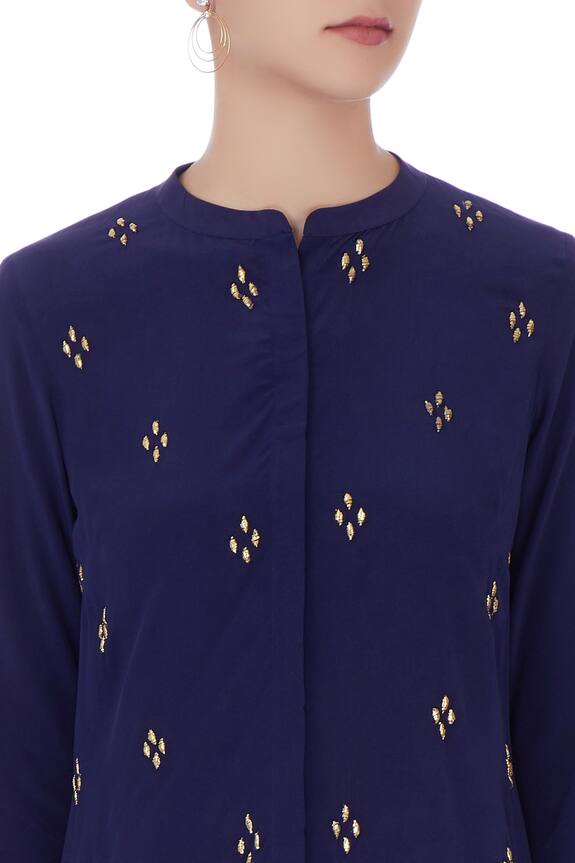 Anjul Bhandari Blue Embroidered Shirt 6