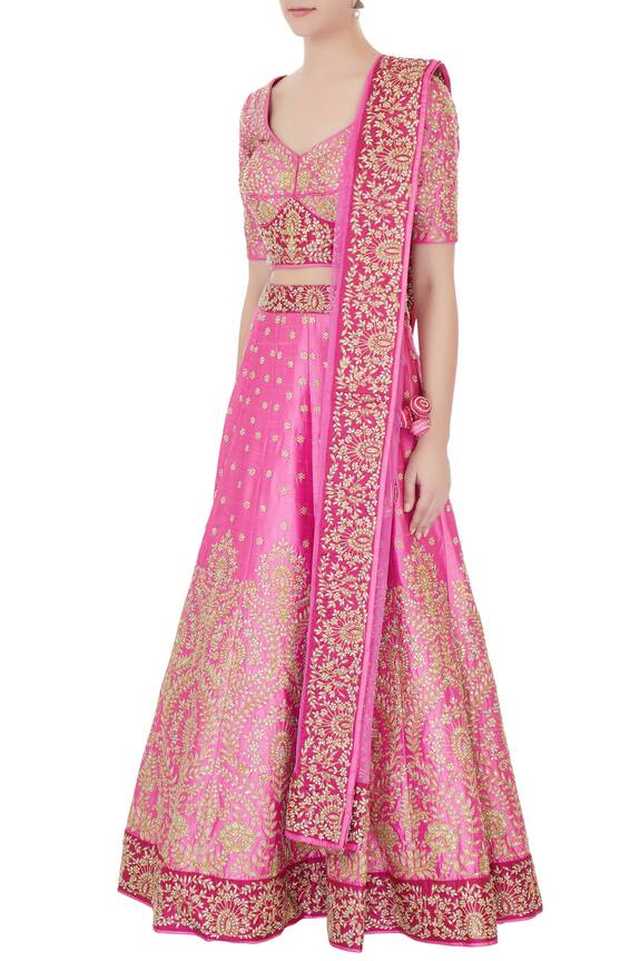 Vandana Sethi Pink Embroidered Lehenga Set 4