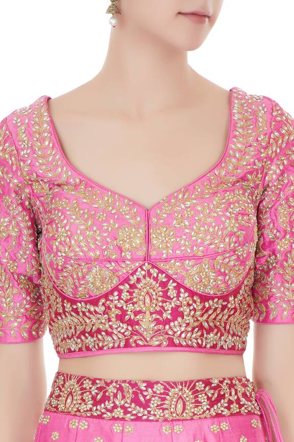 Vandana Sethi Pink Embroidered Lehenga Set 6
