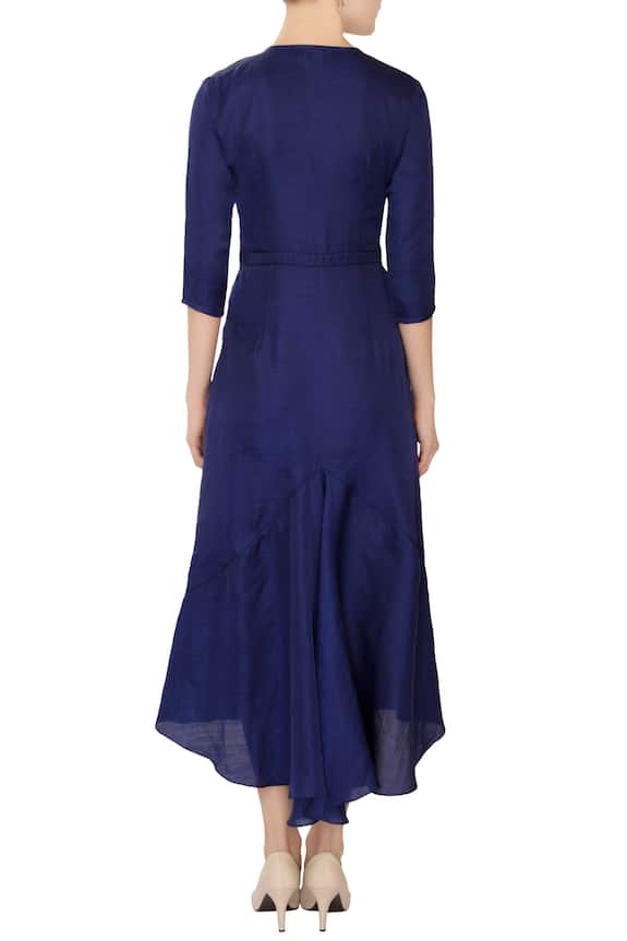Ankita Blue Linen Satin Midi Dress 2