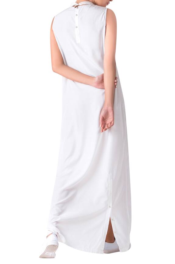 Three White Collared Maxi Dress 2