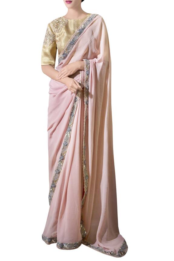 Priyanka Raajiv Pink Embroidered Saree With Blouse 1