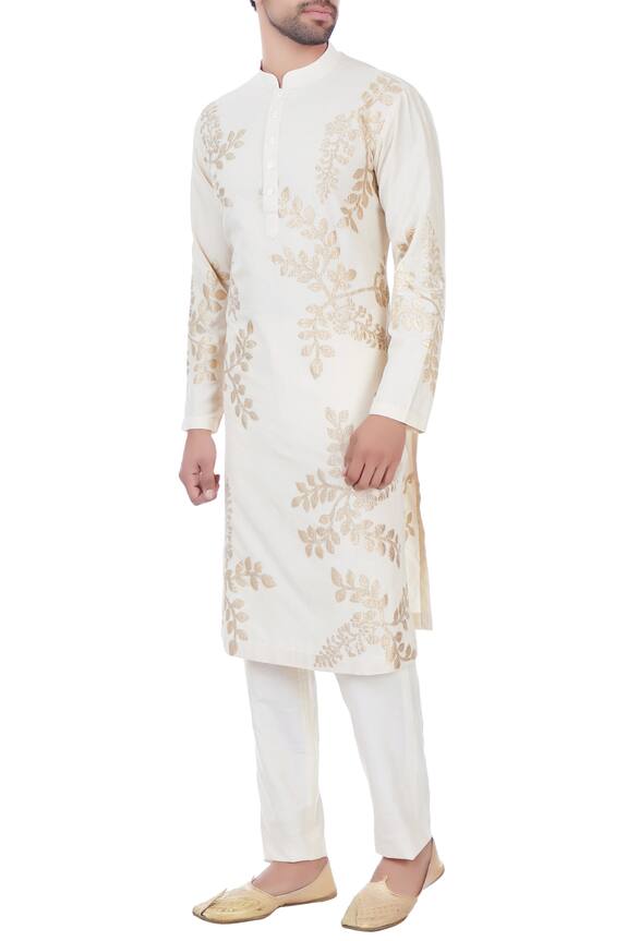 Mehraab White Mix Blend Embroidered Kurta 0