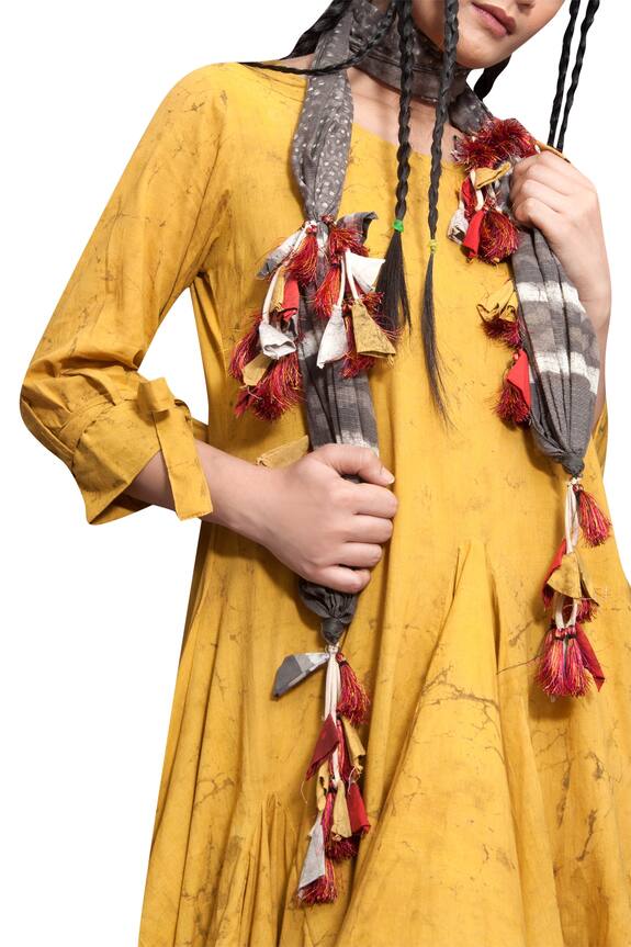Bohame Yellow Cotton Asymmetric Dress 3