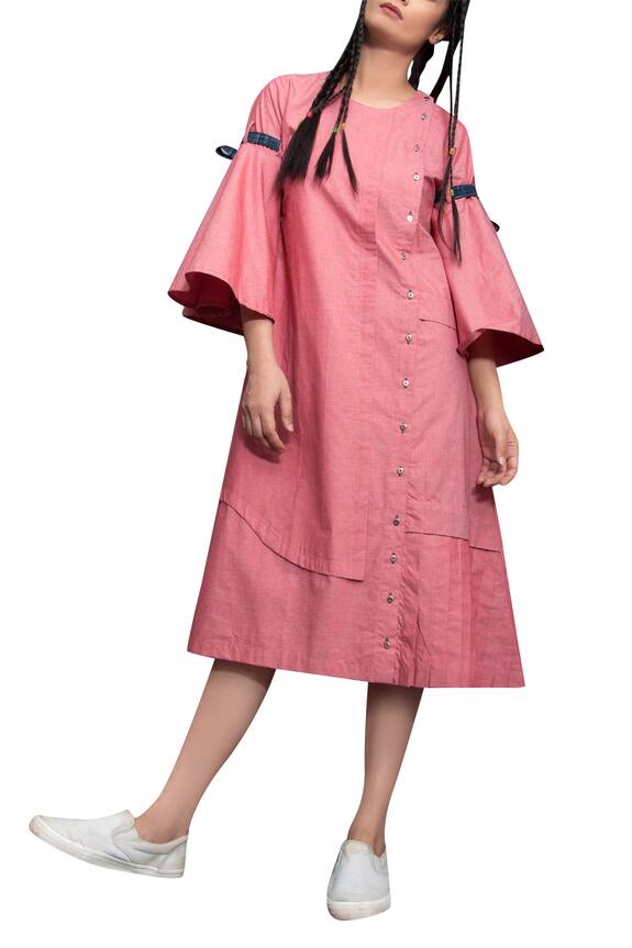 Bohame Pink Cotton Midi Dress 1