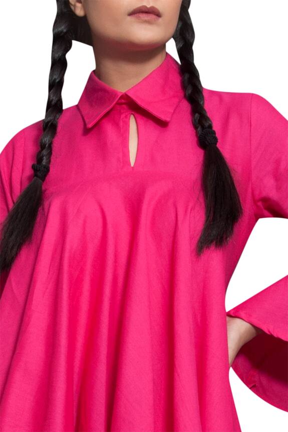Bohame Pink Cotton Asymmetrical Shirt 3