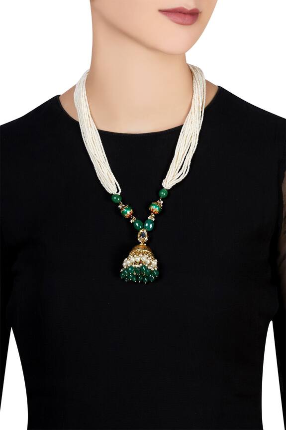Kista Jhumka Style Necklace With Pearl Chains 2