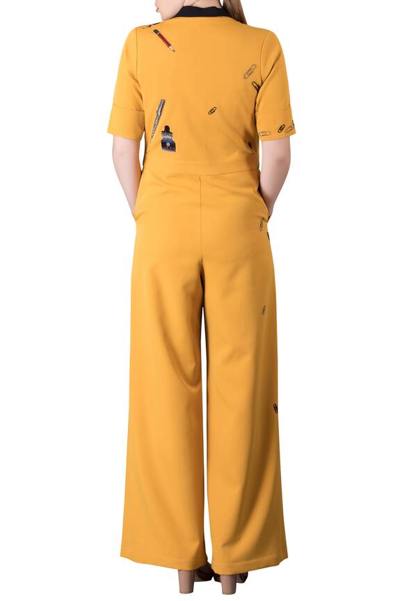 Buy Shahin Mannan Yellow Embroidered Jumpsuit Online Aza Fashions