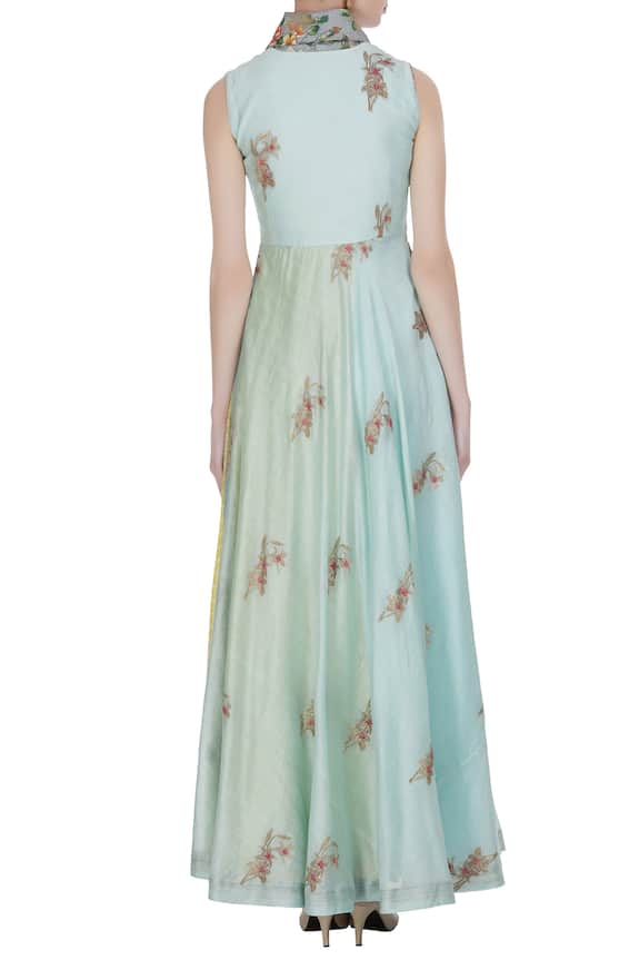 Label : Anushree Blue Embroidered Long Maxi Dress. 2
