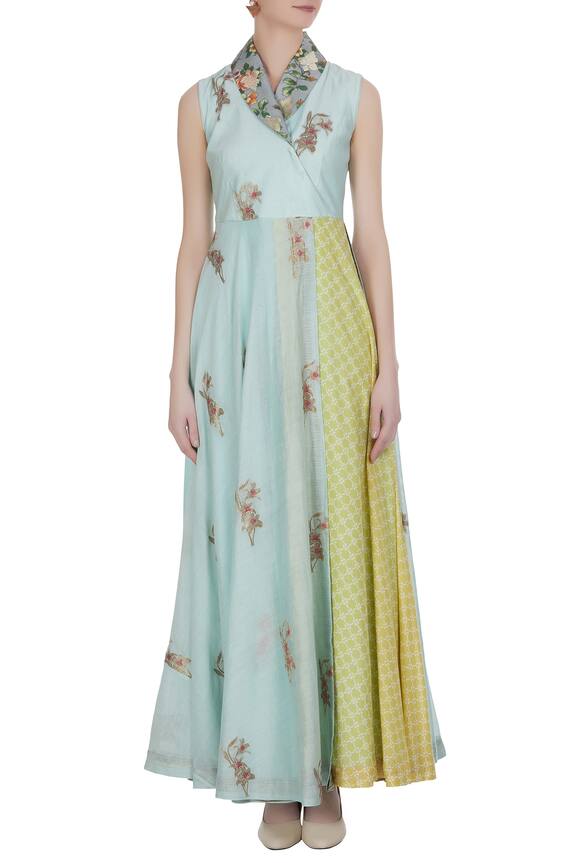 Label : Anushree Blue Embroidered Long Maxi Dress. 5