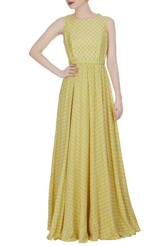 Label : Anushree Yellow Printed Long Maxi Dress 1