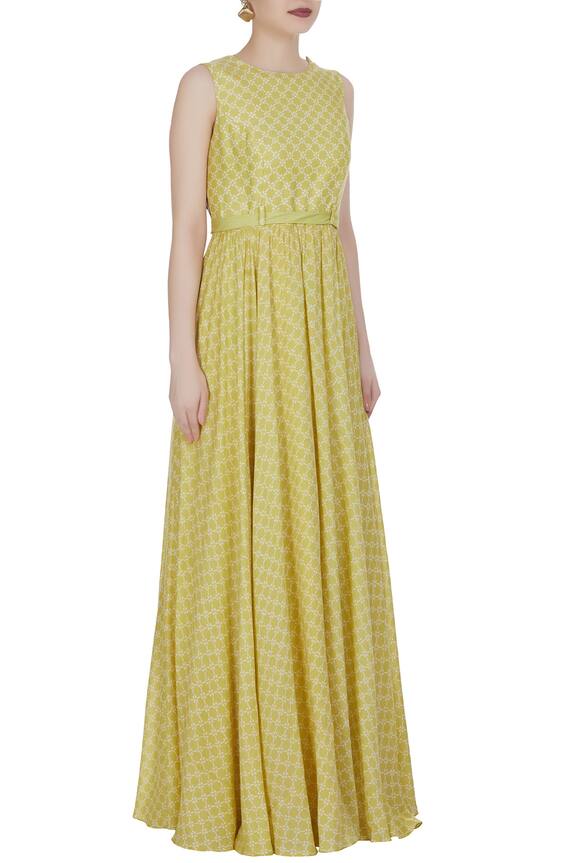 Label : Anushree Yellow Printed Long Maxi Dress 3