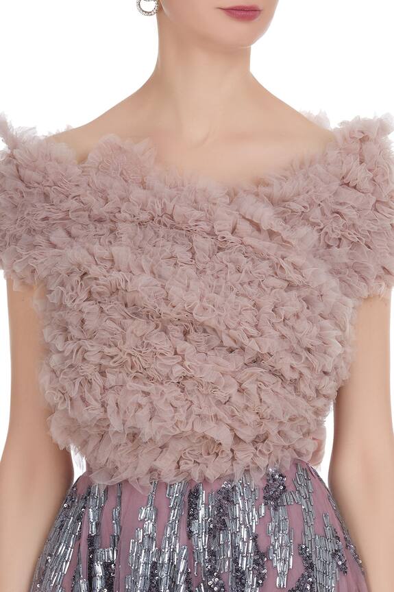DiyaRajvvir Pink Furry Blouse With Embroidered Lehenga 6