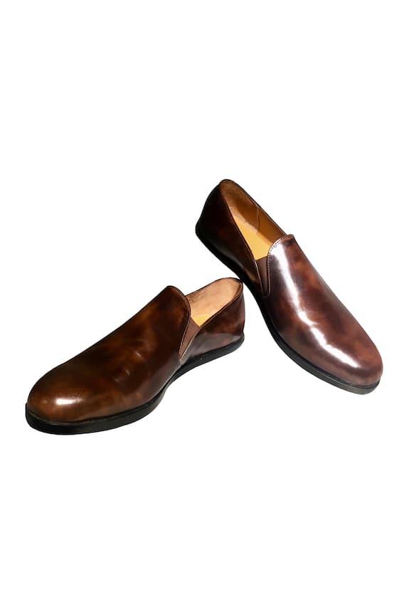 Artimen Brown Leather Handcrafted V-loafer 0