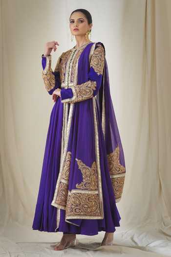 Avishka Purple Embroidered Anarkali Gown Set